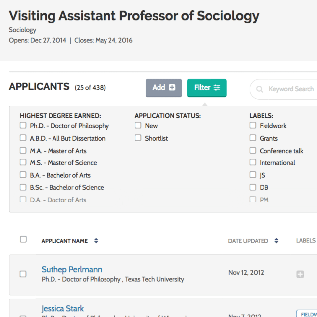 Better applicant list sorting in ByCommittee Faculty Search