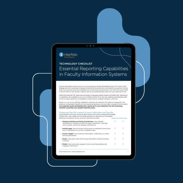 Technology Checklist: Essential Reporting Capabilities in Faculty Information Systems