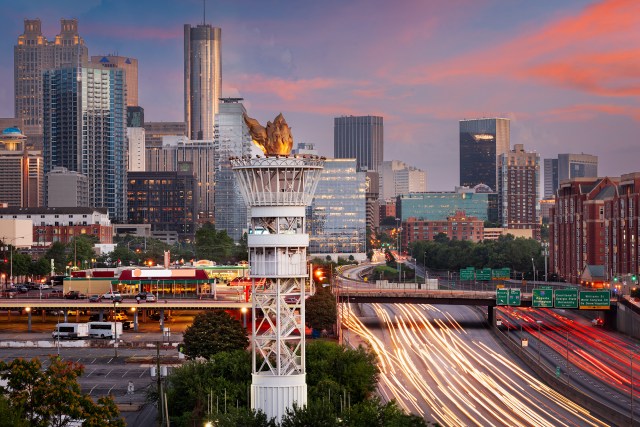 Atlanta, Georgia, USA downtown cityscape at dusk.